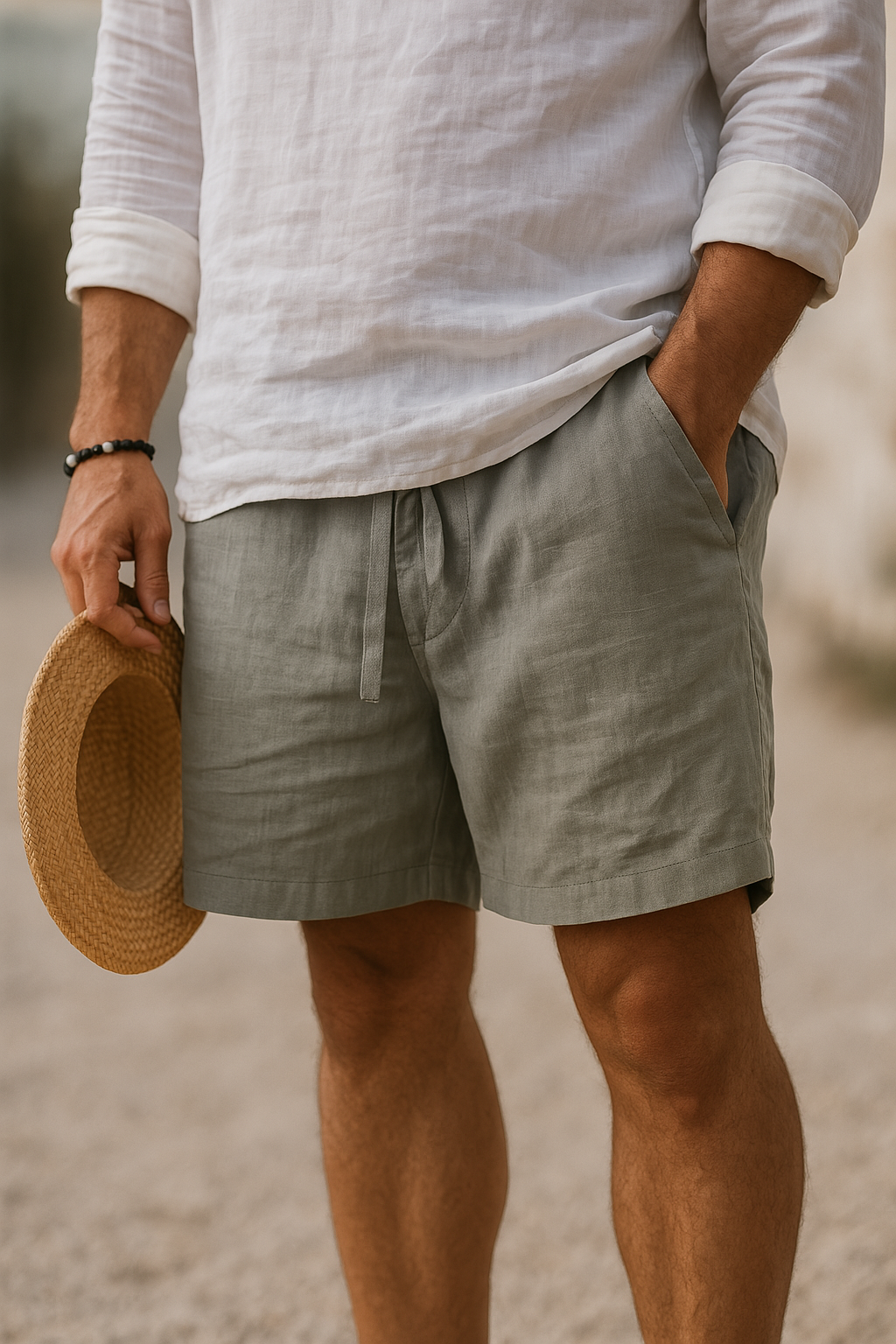 Cazel | Short élégant en lin à taille élastique